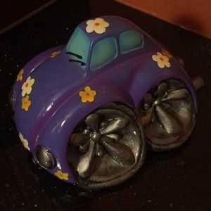 VW Beetle hippie porcelain bank